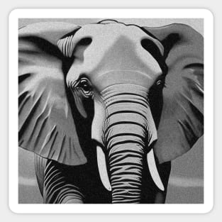 Light Gray Monochrome Elephant Digital Portrait (MD23Ar035b) Sticker